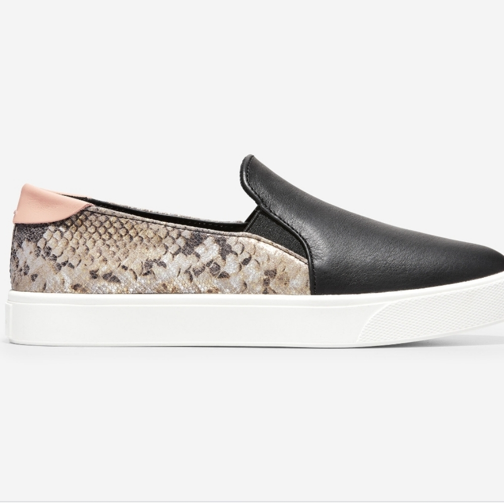 Cole Haan Grandpro Spectator 2.0 Slip-on Black Pink Snake Print Leather Sneakers